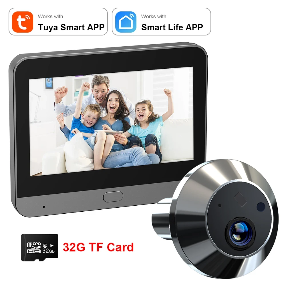 Tuya-Mini Smart Life Caméra Numérique, Grand Angle de Vue 2025 °, 140 mesurz, WiFi, Magic Door, Peephole Eye, PIR, 2.4 A