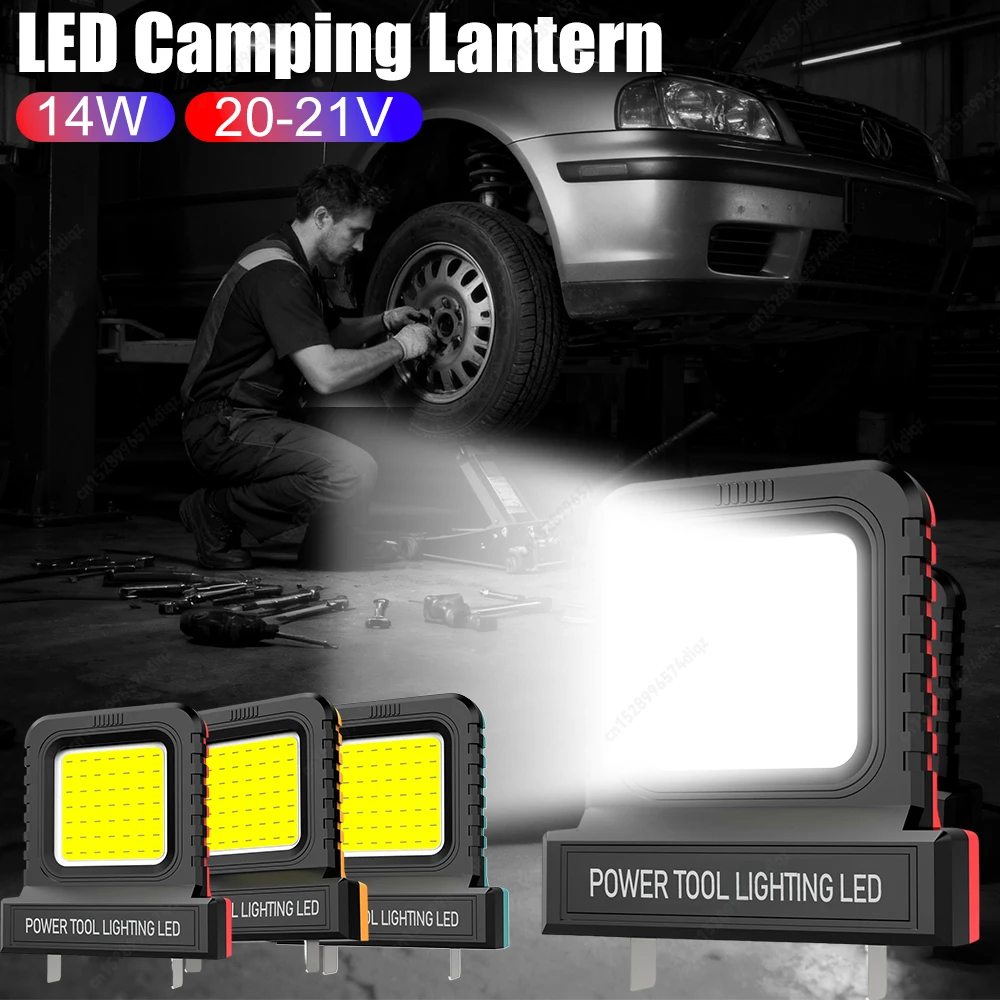 14W Mini Pocket Work Light with 2 Modes Lighting Strong Light Super Bright Spotlight For 21V Battery for Car Repair Camp Fishing