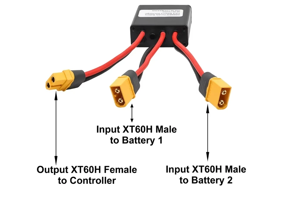 Electric Bike Dual Battery Discharge Converter 24-72VDC Dual Battery Pack Switch Balancer Double Parallel Module with XT90 P - view 6