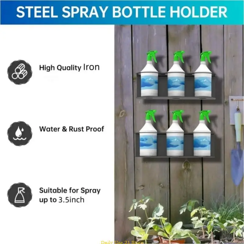 Wall Hanging Sprayer Bottle Organizers Space Saving Sprayer Bottle Rack Wall Mounted Iron Holder for Workshop Craft Room