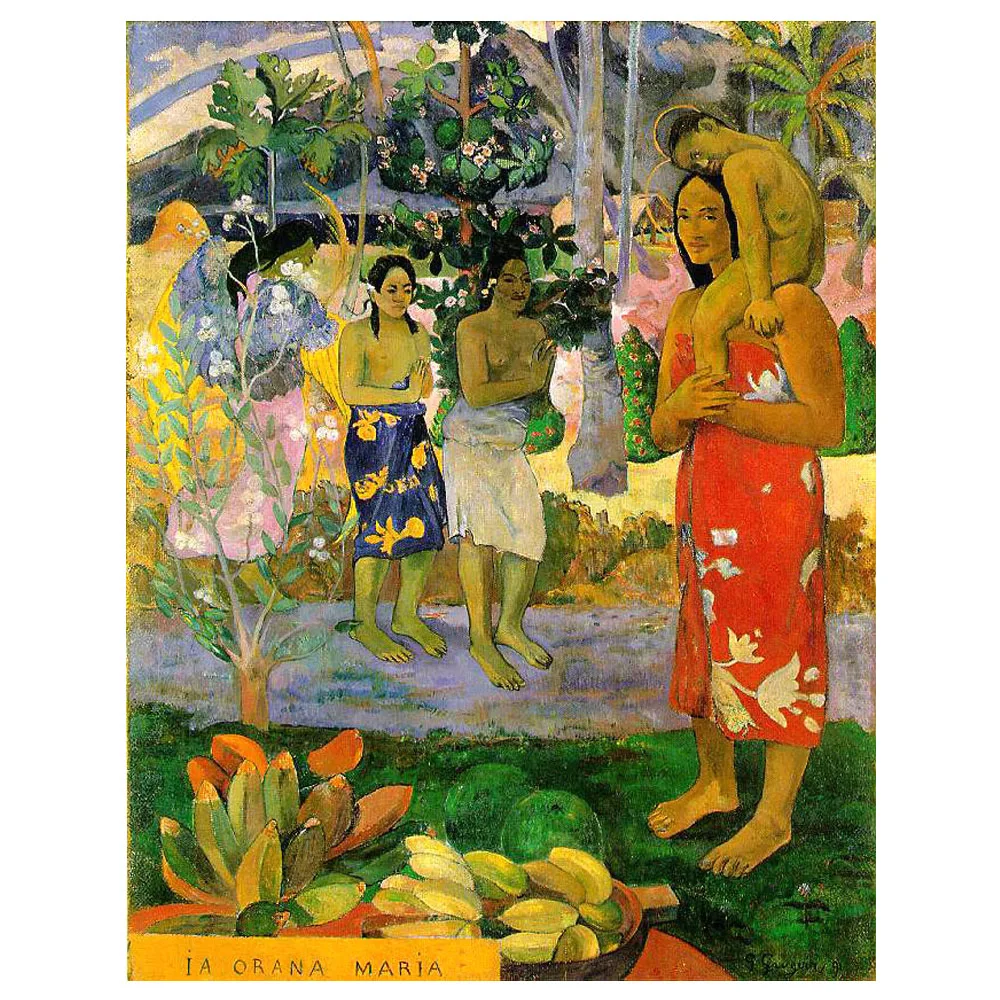 Hand painted oil painting reproduction of Ia Orana Maria (We Hail Thee Mary) by Paul Gauguin Room decoration picture Wall art