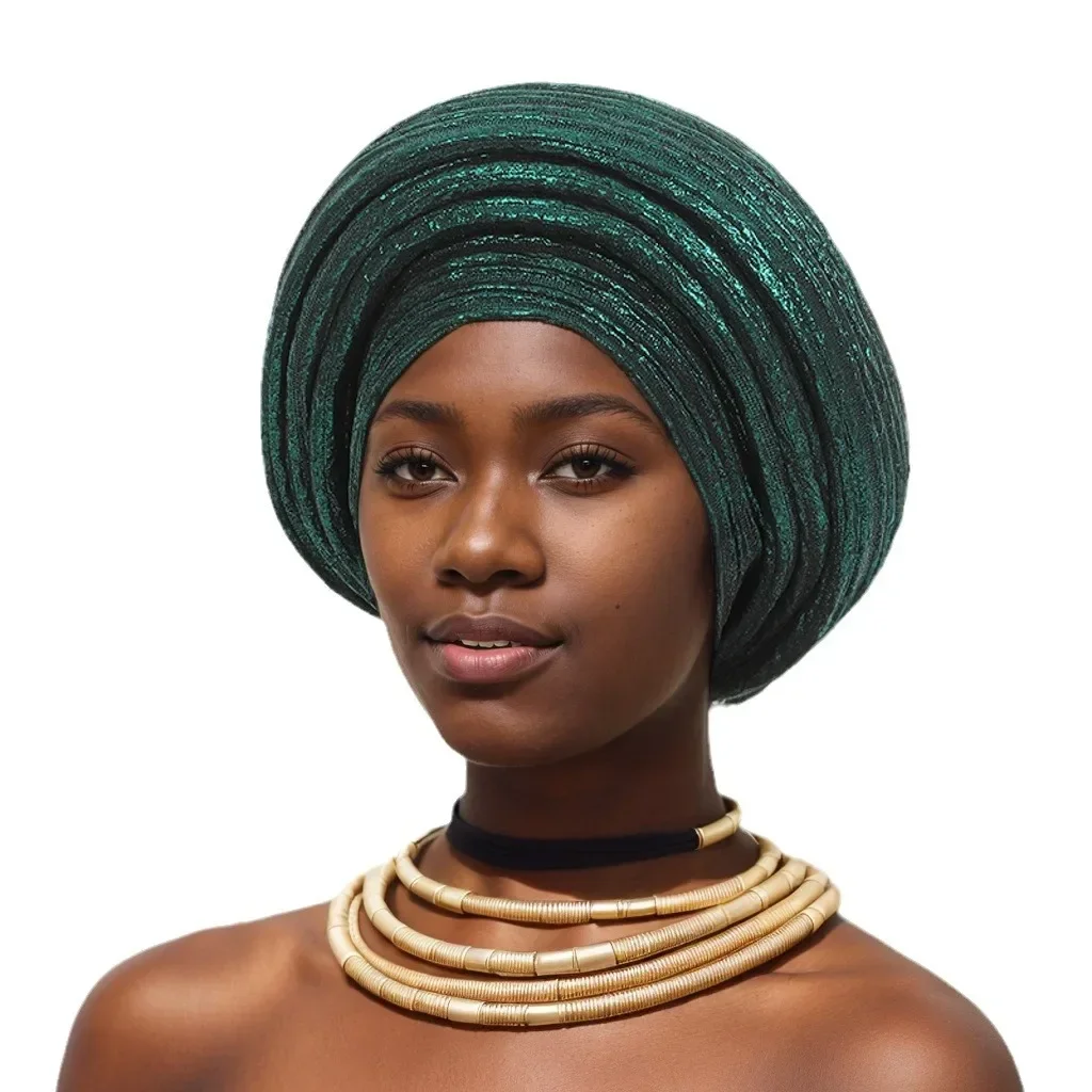 African Headtie Summer Autumn Fashion African Solid Color Caps Party Evening Hats Outfits Muslim Turban Hat