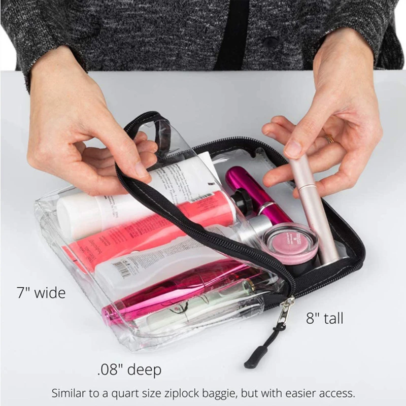 1pc Clear Travel Toiletry Bag - Quart Size Cosmetic Bag For Travel-Carry On & Organize Liquid Toiletries & More