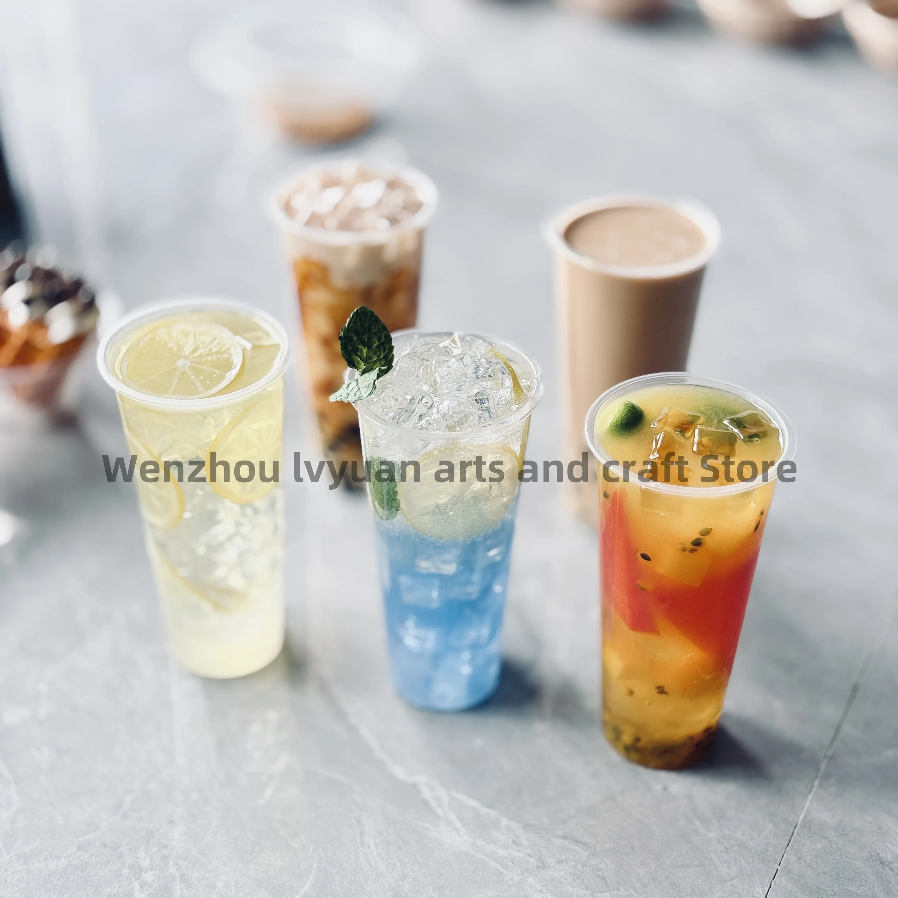 

Fake Lemon Tea & Bubble Tea - Realistic Drink Models, Photography Props, Cafe Display Decor