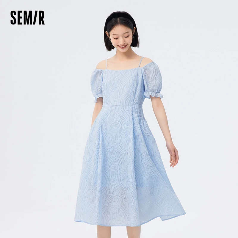 Semir Dress Women Sling Bubble Sleeve Gentle 2023 Summer New Off Shoulder First Love Dress