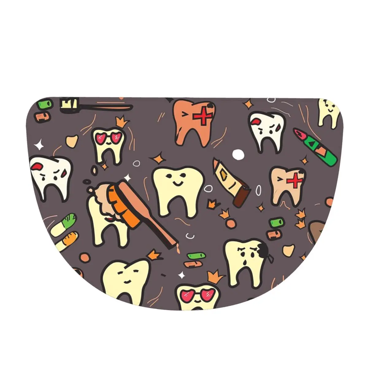 Dentist Pack Soft Flannel Half Round Doormat Non Slip Bathroom Mat Absorbent Floor Carpet for Home Bedroom