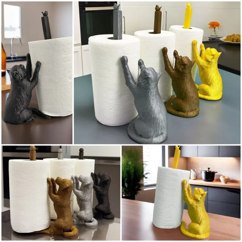 Dog and Cat Toilet Paper Holder Simulation Small Animal Cat Paper Tube Resin Cat Bird Scratching Paper Towel Holder