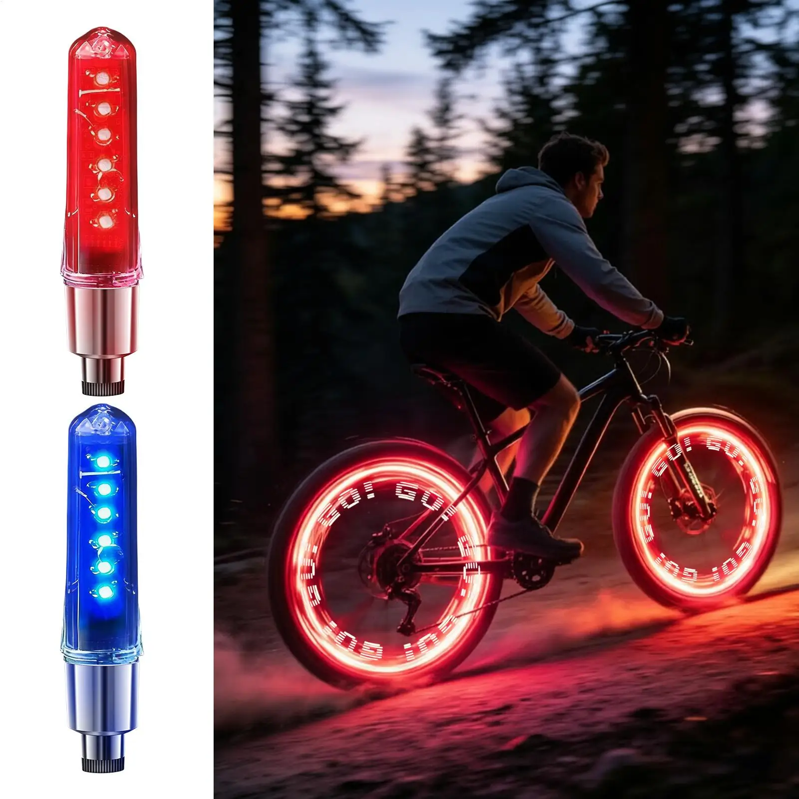 Bicycle Lights Double-sided LED letter valve light Colorful intelligent vibration sensor light for bikes Cool letter valve light