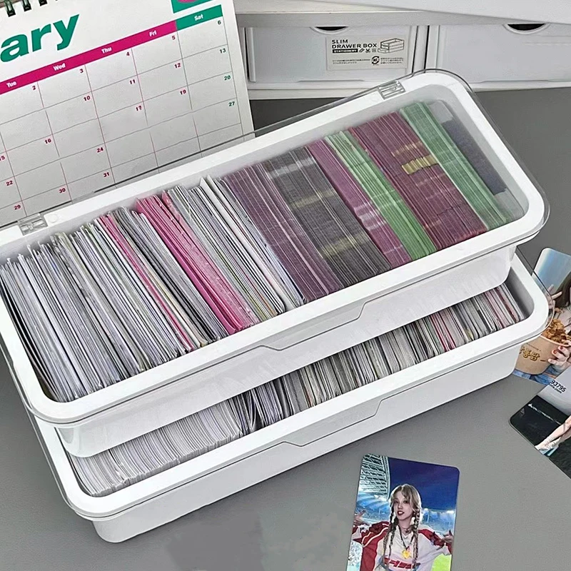 Plástico Game Cards Storage Box, Flip-Top Trading Cards Container, Dustproof Photocards Organizador, grande capacidade