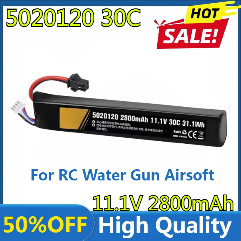 

New High Quality LiPo Battery 11.1V 3S 2800mAh 30C 5020120 for RC Water Gun Airsoft BB Air Pistol Electric Toys Guns Parts