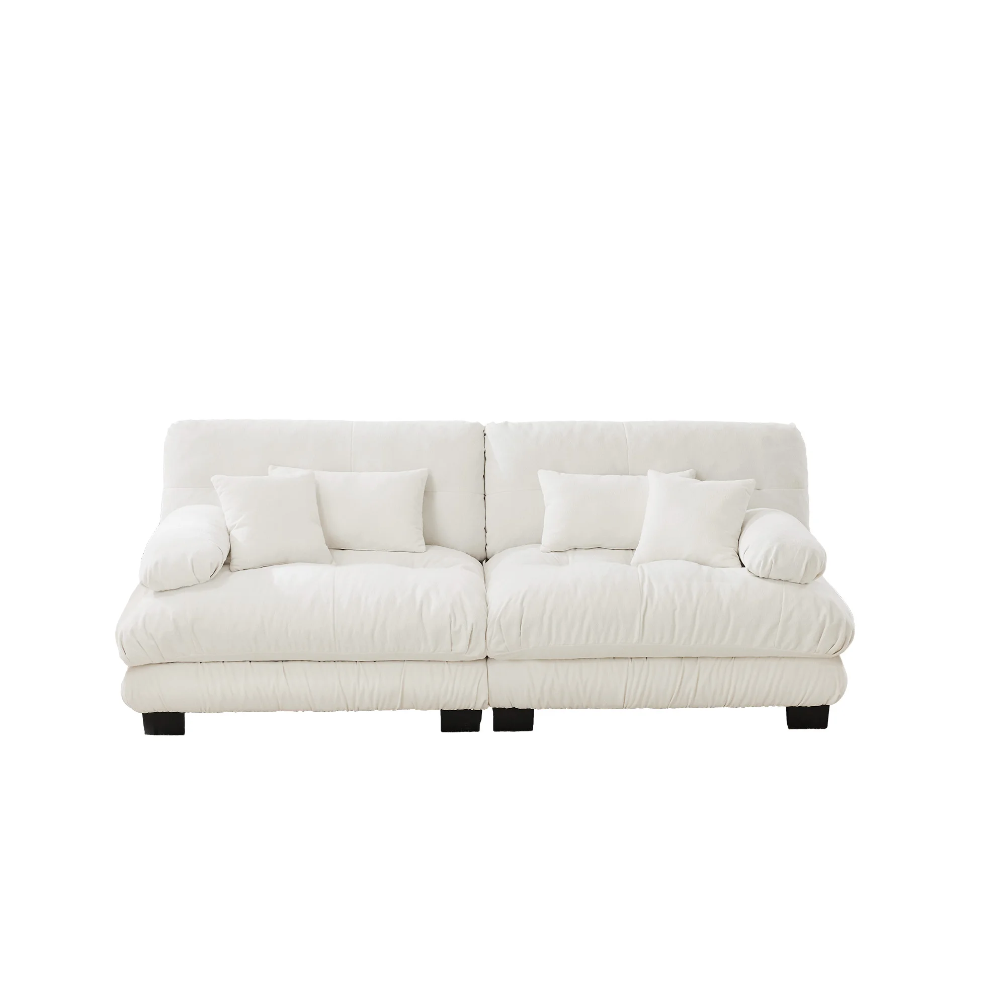 # Cloud Couch Modern Square 2-Seater Chenille Sofa For Living Room White With 2 Lumbar & 2 Throw Pillows
