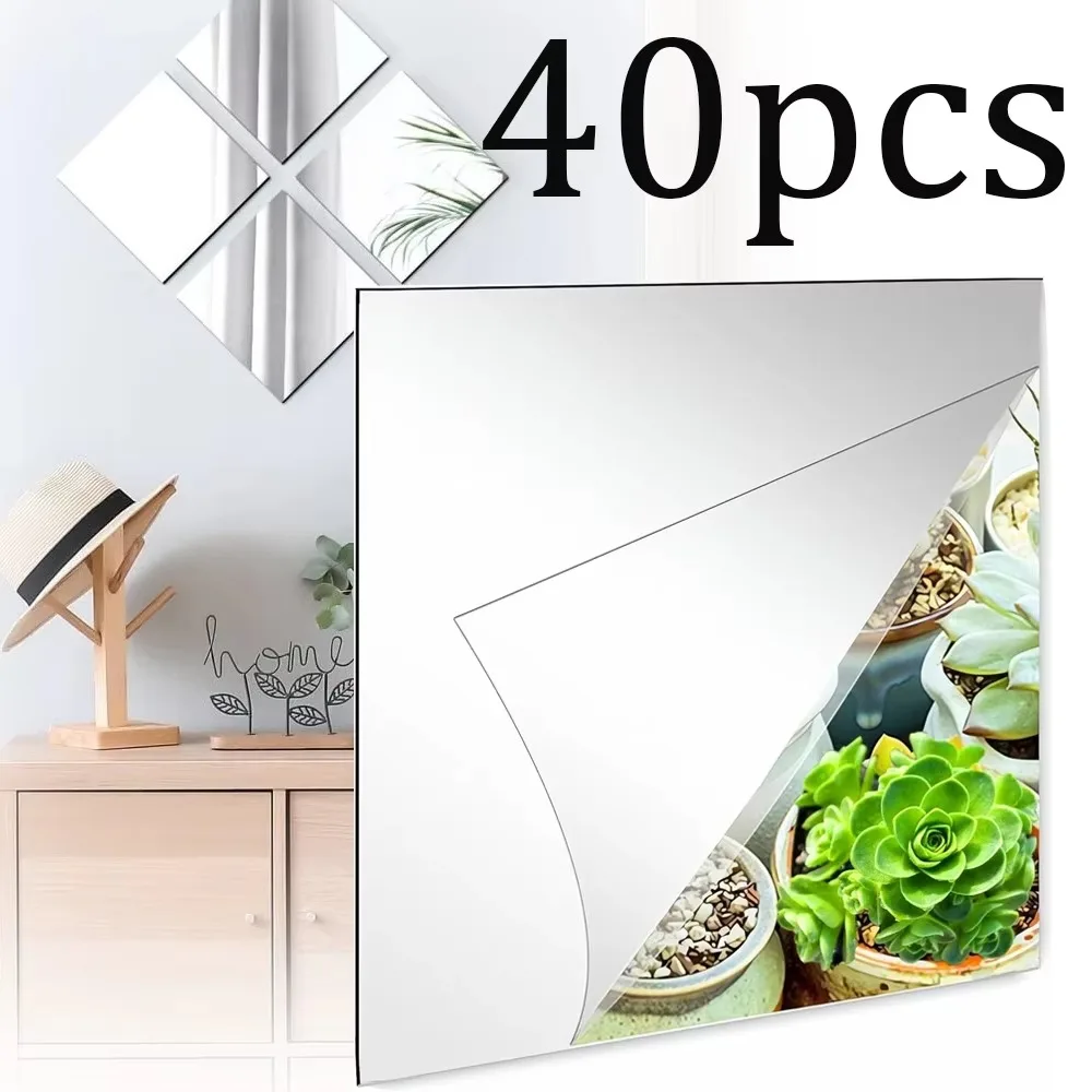40 sztuk samoprzylepnych płytek lustrzanych z PVC o wymiarach 15x15 cm – zapewniają klarowne odbicie, idealne do łazienki, kąpieli i sypialni. Łatwe w montażu, odporne na pęknięcia i łatwe w
