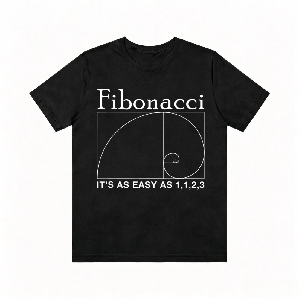 Minimalism Style Fibonacci Ratio Fractal It's As Easy As 1, 1, 2, 3 T-Shirt Csaual Fashion Short Sleeve Harajuku Man Women Tees