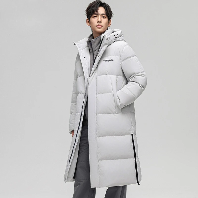 Hooded Letter Parka Men Zipper Parkas Long Sleeve Jackets Outerwear Spliced Pockets Windbreaker Loose Winter 2025 Casual