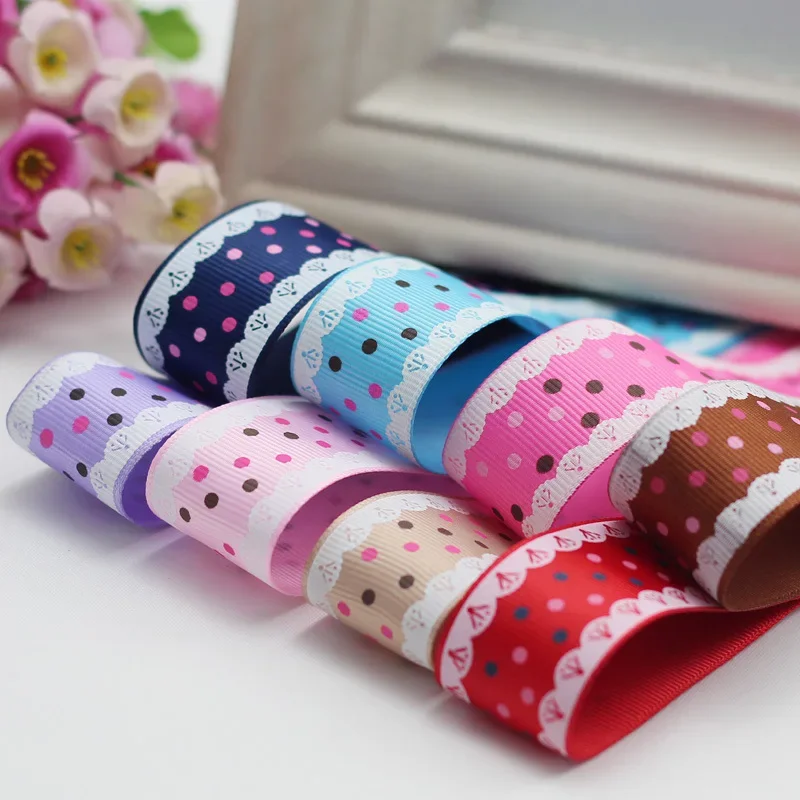 1''25mm Polka Dot Printed Satin Ribbons 1 Meter DIY Headband Hairclips Bow Ties Fabric Gift Box Wrapping Ribbons Christmas Decor