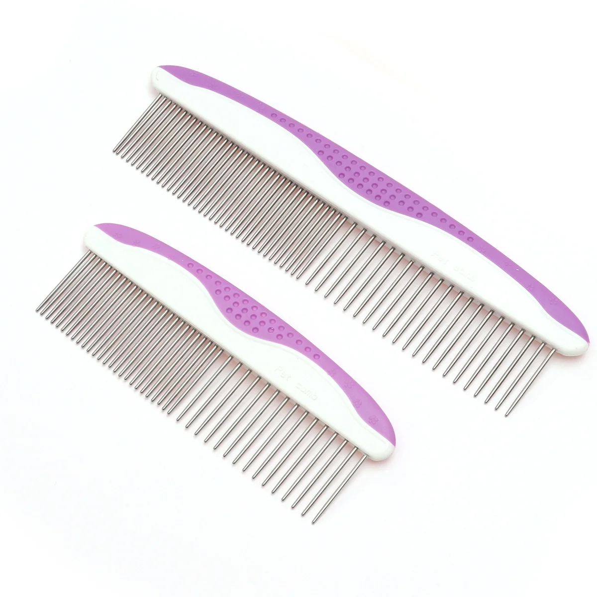 

2Pcs Pet Grooming Combs Stainless Steel Round Head Nonslip Grip Size Gentle Grooming Tools for Dogs Pet Comb