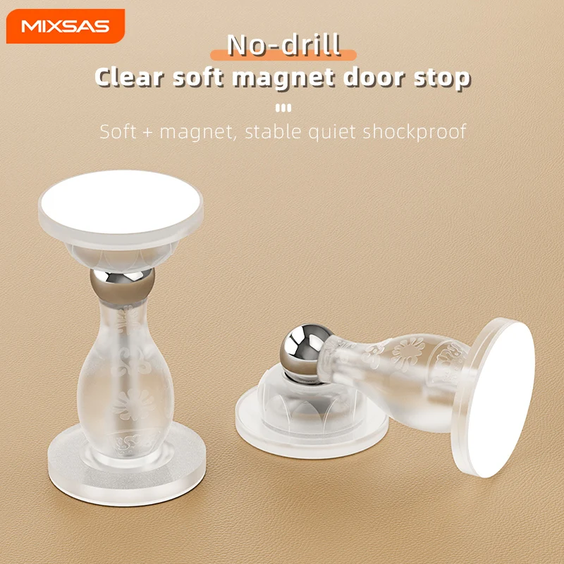 

MIXSAS Magnetic Door Stopper Adhesive Mute Touch Doorstop Holder Non-Punch Anti-Collision Silicone Floor Suction Hotel Household