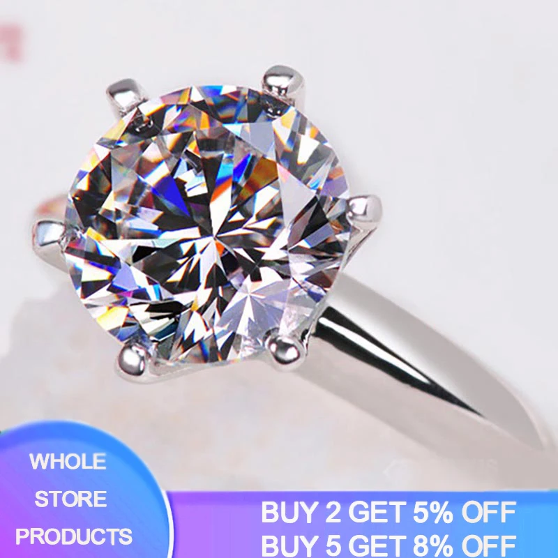 

Yanleyu Classic Wedding Rings for Women Original 925 Silver Color 1 Carat Simulated Diamond Engagement Ring CZ Zircon Jewelry