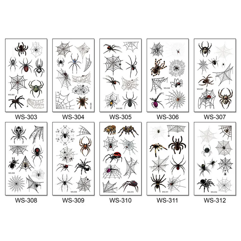 

Same Style 2 Zhang Spider Web Halloween Tattoo Sticker Waterproof 3D Temporary