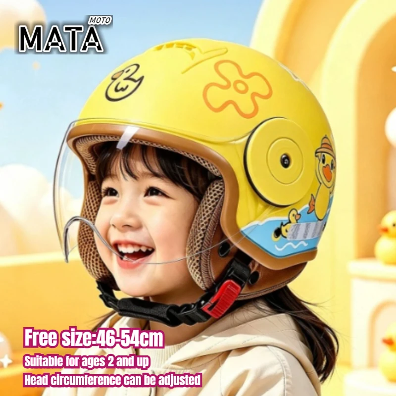 Capacete Infantil para Crianças de 3 a 12 Anos, Capacete de Moto com Desenhos Animados, Confortável e Protetor