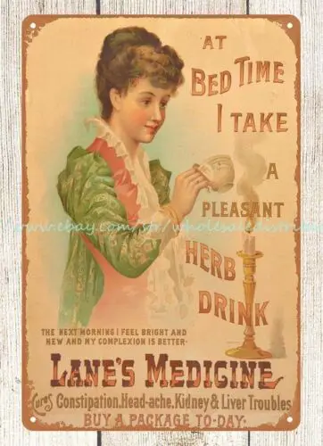 dorm wall lodge cafe Lane's Medicine herd drink metal tin sign