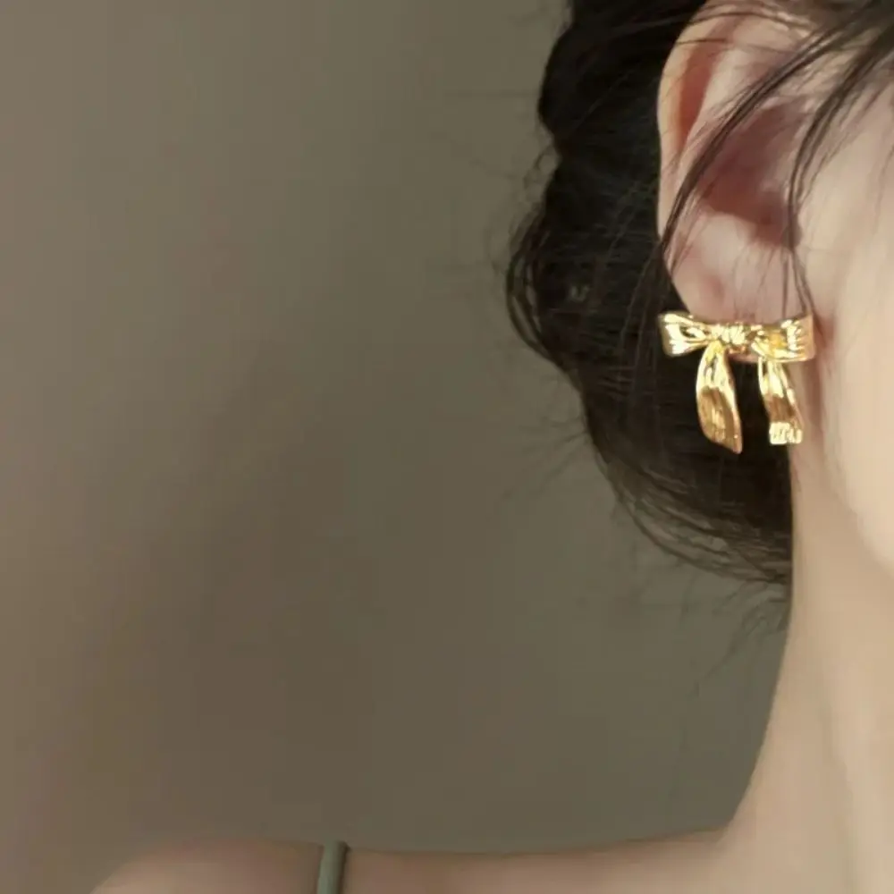 Balletcore Small Bow Earrings Pendientes Alloy Ribbon Bow Stud Earring Jewelry Accessories Korean Style Piercing Ear Stud