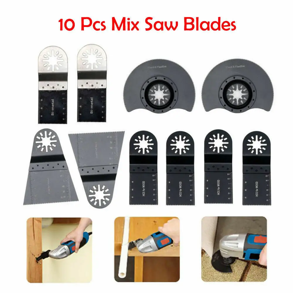 10 Pieces Multi-function Tool Accessories Set Multimaster Multitool for Bosch Fein 35-88 mm Mix Size Saw Blade