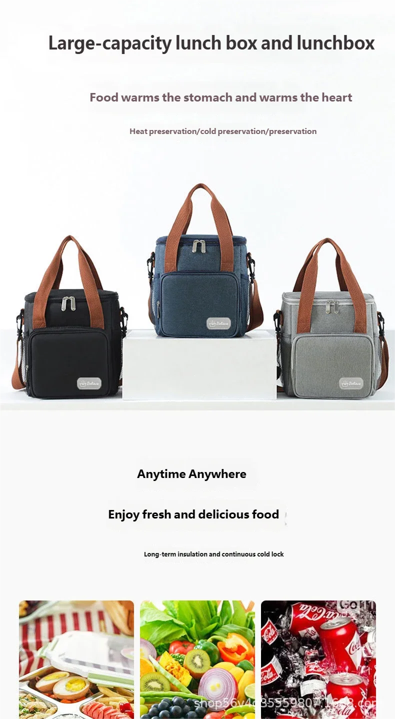 Lunchtasche mit Schultergurt, Griff, Kühltasche für Damen, tragbare Lebensmitteltasche für Arbeit, Studenten, Thermo-Lunchbox, Kühlschranktasche – Detail 16