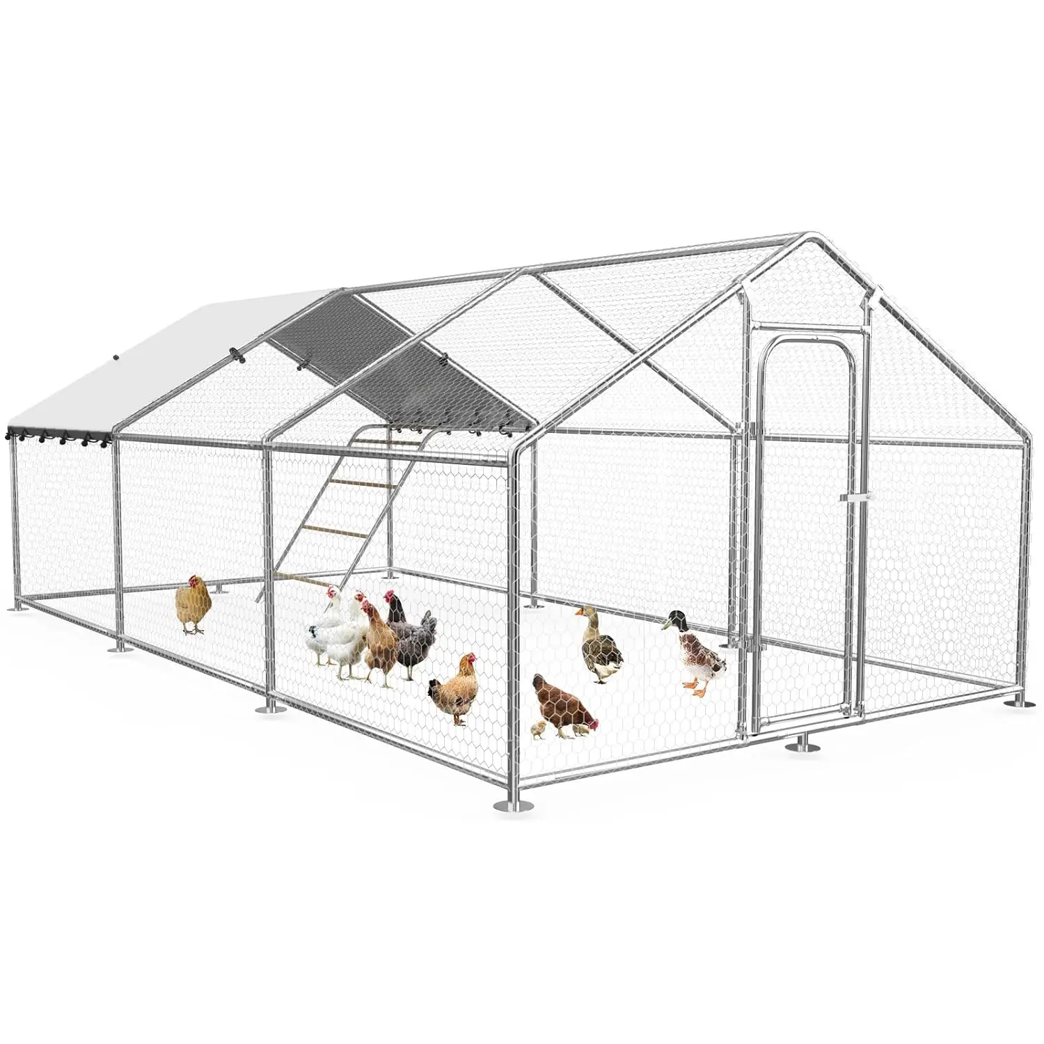 

Metal Chicken Coop Waterproof Cover Outdoor Run Farm Yard Pen 10x19.7x6.4ft Roost, Custom