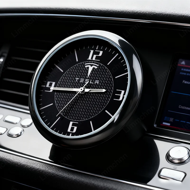 

Car Clock Car Sticker For Tesla Model 3 Model S Model X Model Y Roadster SpaceX Stick-On Watch Mechanics Quartz Auto Logo Clock