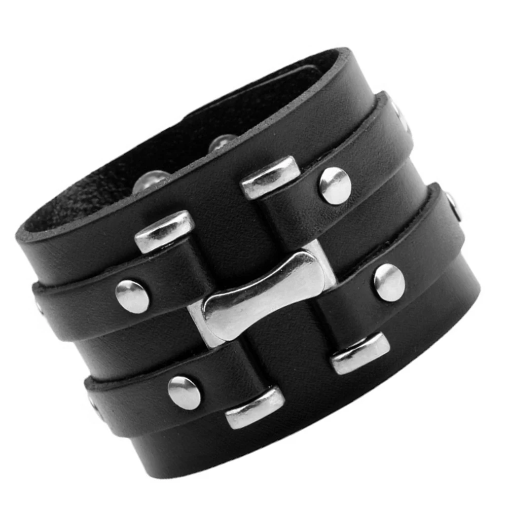 Men Bracelet Vintage Punk Style Wrist Band Fashionable Retro Wristwear Comfortable Fit for Daily Wear Unisex Gift Idea
