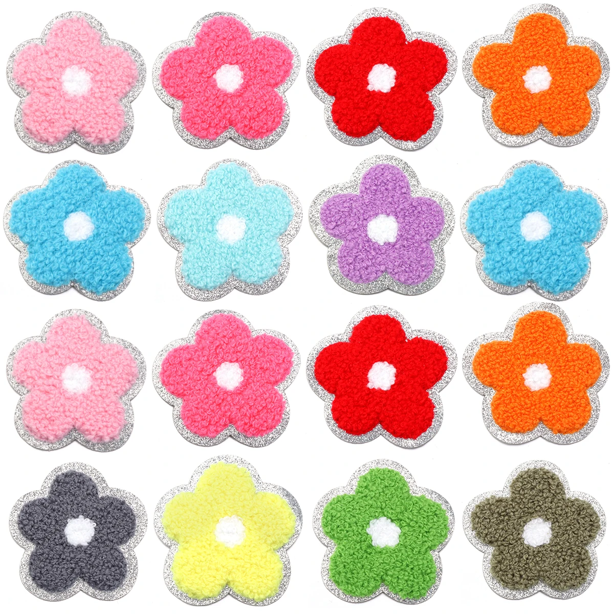 5-10Pcs/Lot Multi Shapes Wool Embroidery Patches Gold Glitter Edged Patches Iron On For DIY Crafts Sticker Bags Clothing Decor