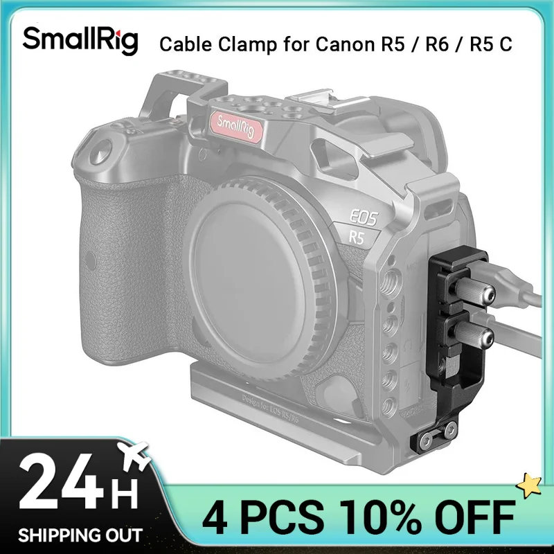 SmallRig HDMI-compatible and USB-C Cable Clamp for Canon R5 / R6 / R5 C Cage 2982/3464 and R6 Mark II Camera Cage 4159 - 2981B