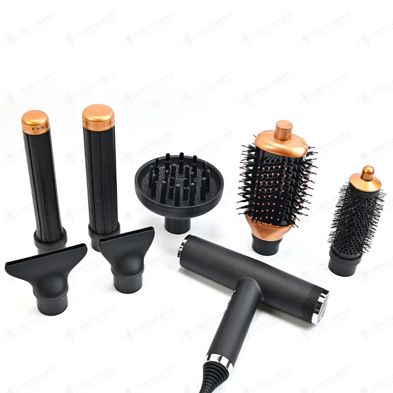 Fengmang Household Travel Multifunction Professional 7 in 1 Customize Negative Ionic Styler Hair Dryer and Hot Air Brush Set
