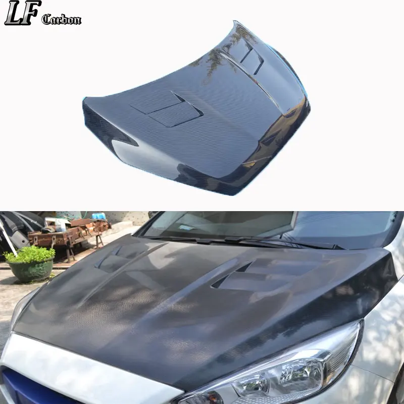 New Carbon Fiber Bonnet Hood for Focus 2015 with Clips Bolt-On Installation Black Color