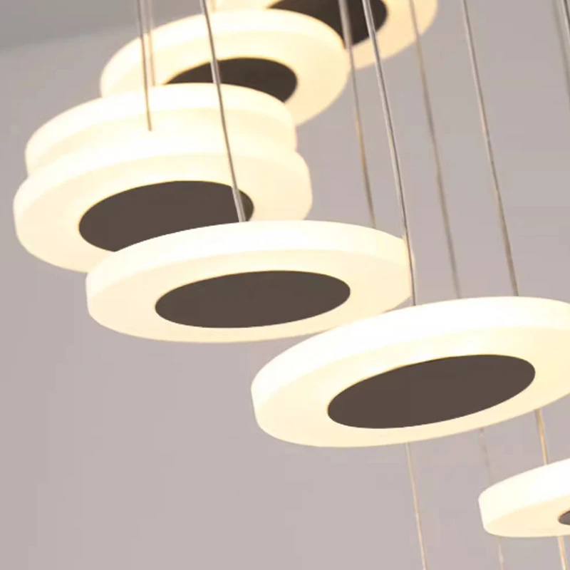 American style Design Rotating Acrylic LED chandeliers, lustre Height adjustable ceiling for luminaire Home interior lighting