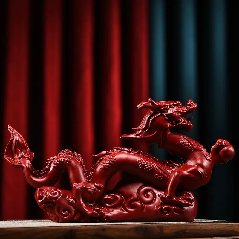 

Padauk Wood Carving Ornaments Year of the Dragon Solid Wood Carved Creative Home Office Rosewood Craft Gift