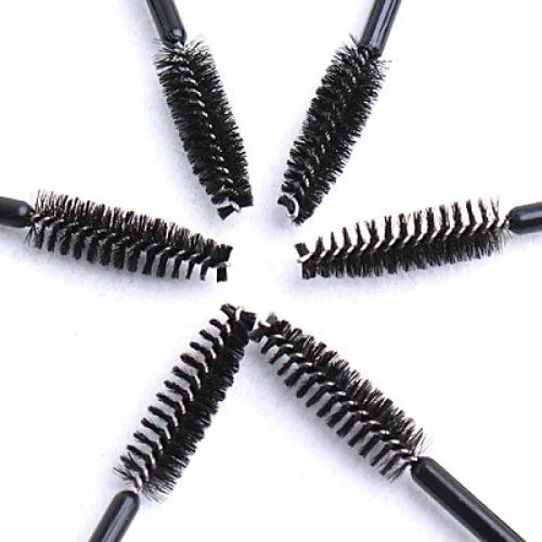 100 pçs varinhas de rímel descartáveis para cílios preto durável plástico dobrável cabeça da escova 25cm varinhas de rímel descartáveis