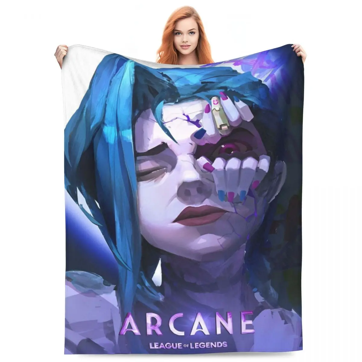 Jinx Arcane Jinx BaoBao Flannel Blankets  Novelty Throw Blanket for Bed Sofa Couch 200x150cm Rug Piece