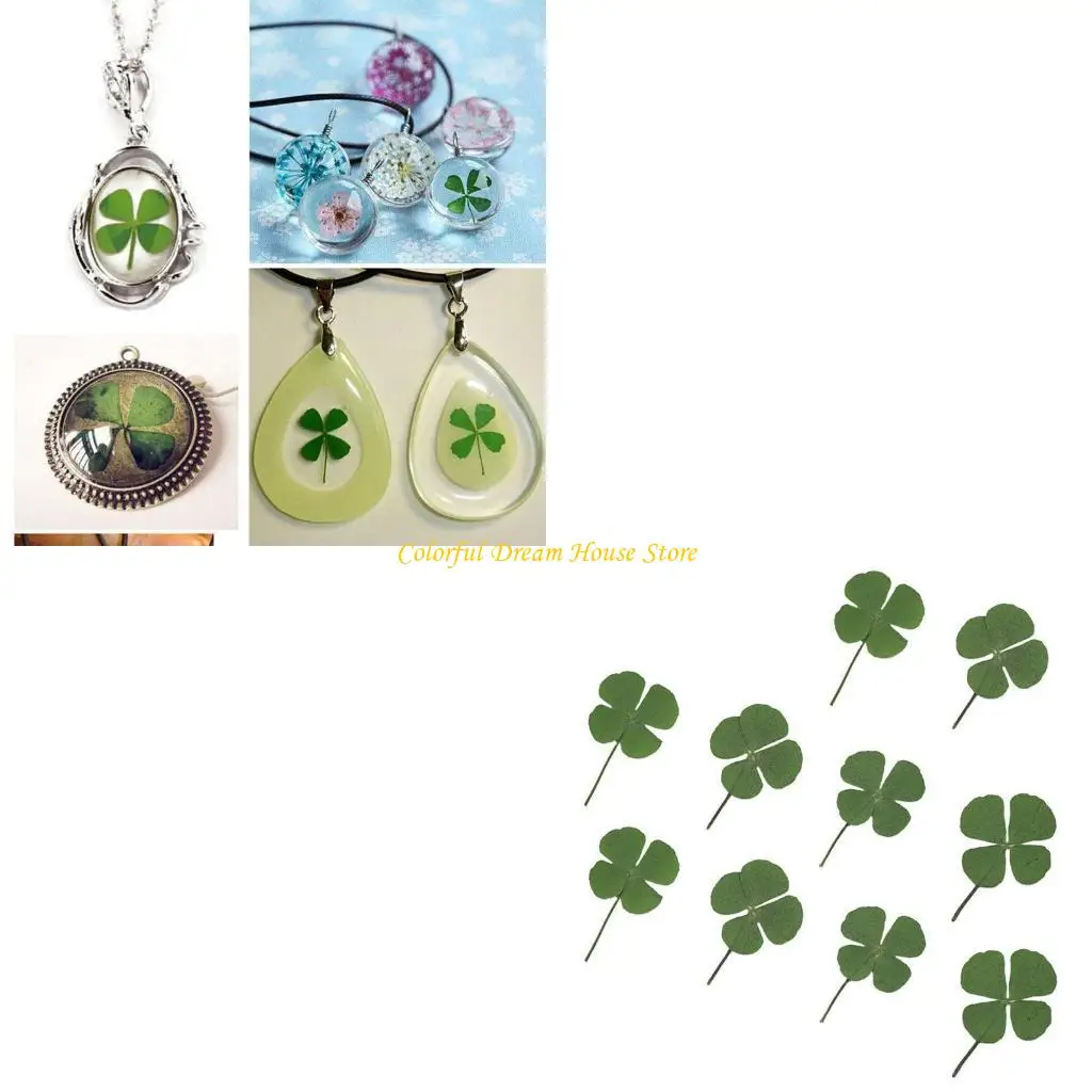 

10 Pcs/Set Dried Four Leaf Clover Resin Fillers Resin Jewelry Making Accessory