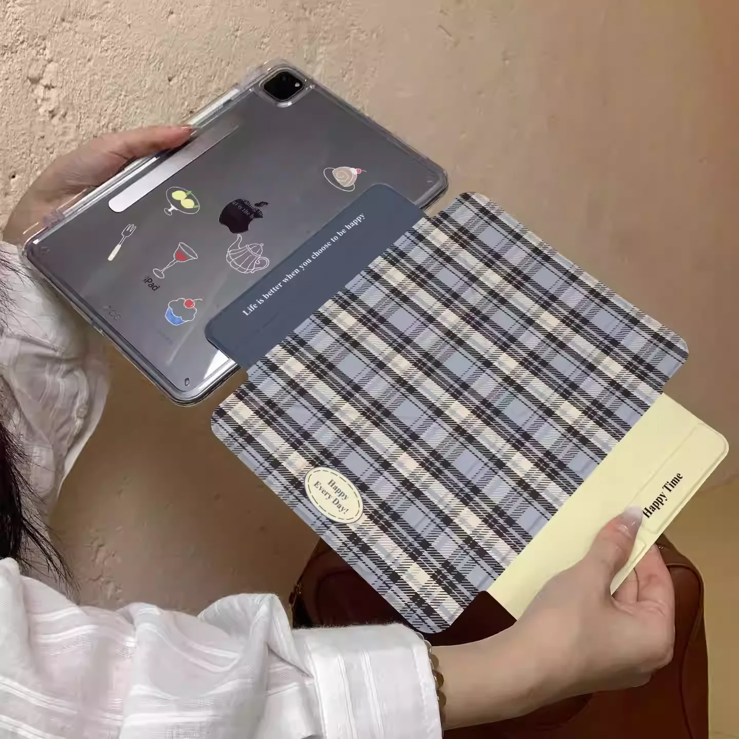 

Чехол Ins Blue Plaid Cup Cake для планшетов iPad Pro 11, 12.9, 13 (M2, M4, M3, M5), 8.3, 9.7, 10.2 (5/6/7/8/9/10/11-го поколений), Air 2, 3, 4, 5, 6