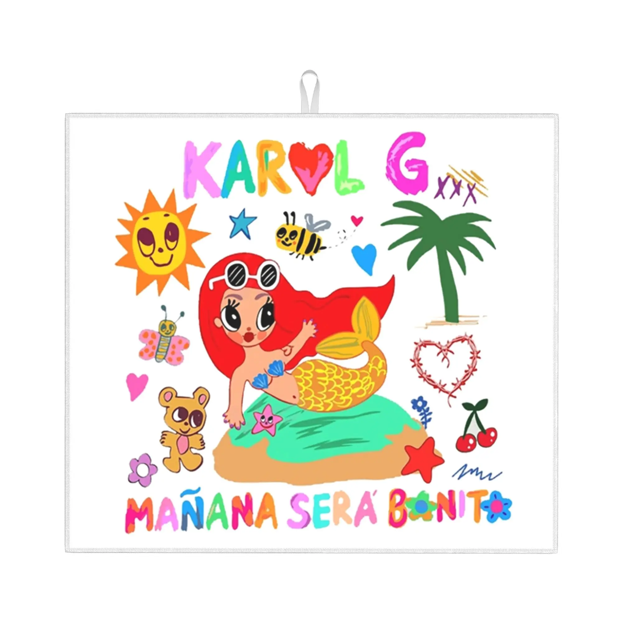 Manana Sera Bonito Karol G Drying Mat For Kitchen Waterproof Non‑Slip Oil Proof Reusable  Bathroom Countertop Protector Mat
