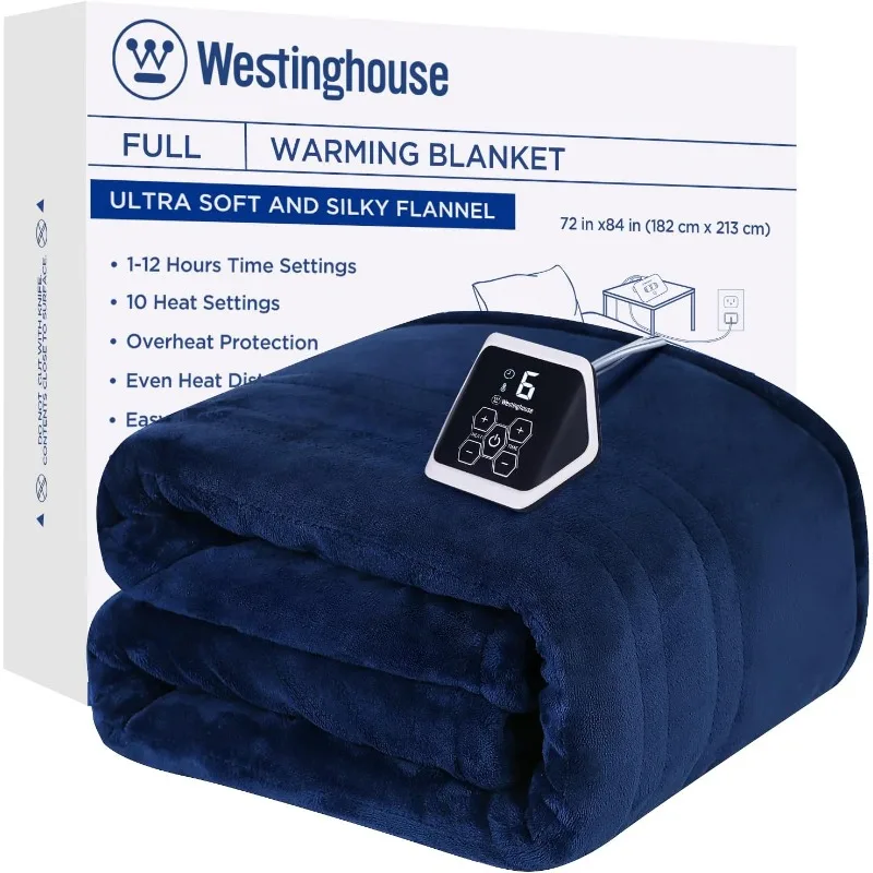 Westinghouse Heated Blanket Full Size, Electric Heating Blanket with 10 Heating Levels, 1-12 Hours Auto Shut Off