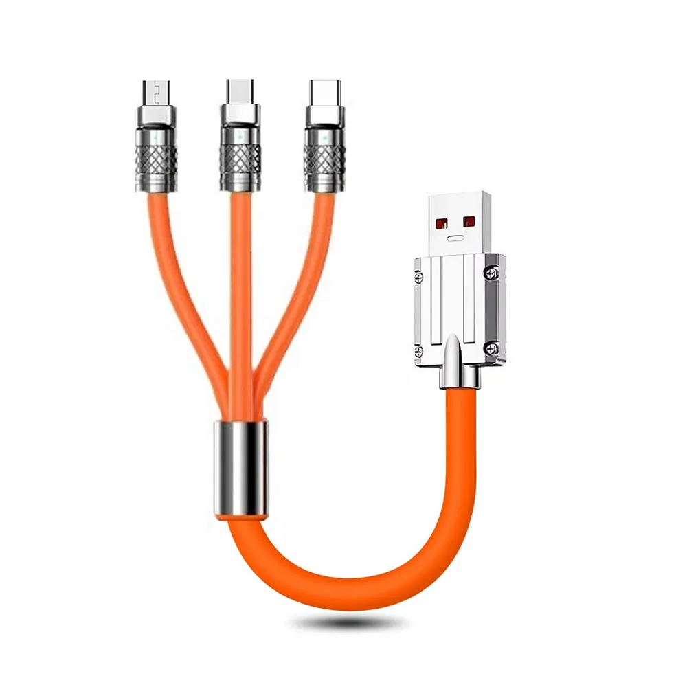 3 in 1 Short USB Multi Charging Cable, 50cm Charger Cord for IP/Type C/Micro USB Port for Cell Phones/Samsung/Android/More