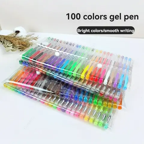100 ปากกาเจลสี METALLIC/Glitter/เรืองแสง/Pastel สีหมึก 0.5mm Kawaii การเขียนเครื่องมือโรงเรียนอุปกรณ์สํานักงานเครื่องเขียน