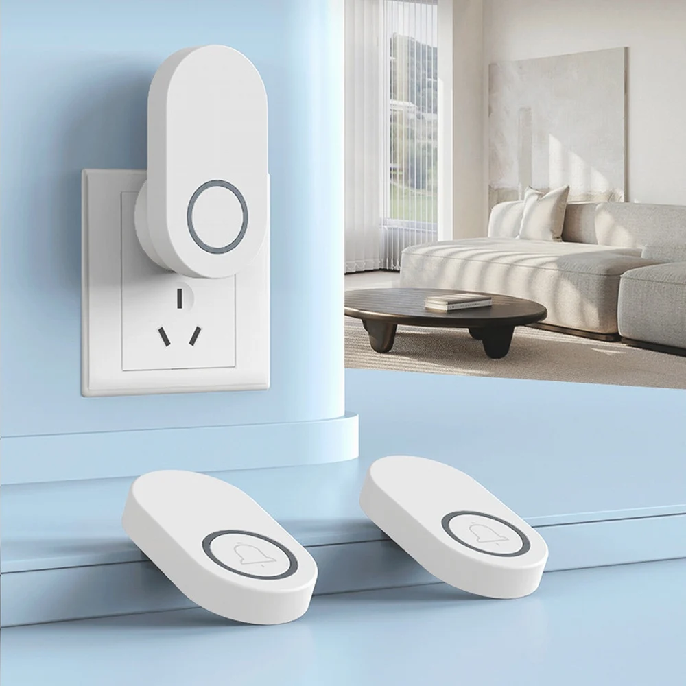 Waterproof Wireless Doorbell QX-009 LED Light  Home Calling Bell Remote Ring 60 Chimes 4 Volumes EU Plug AC 110-240V