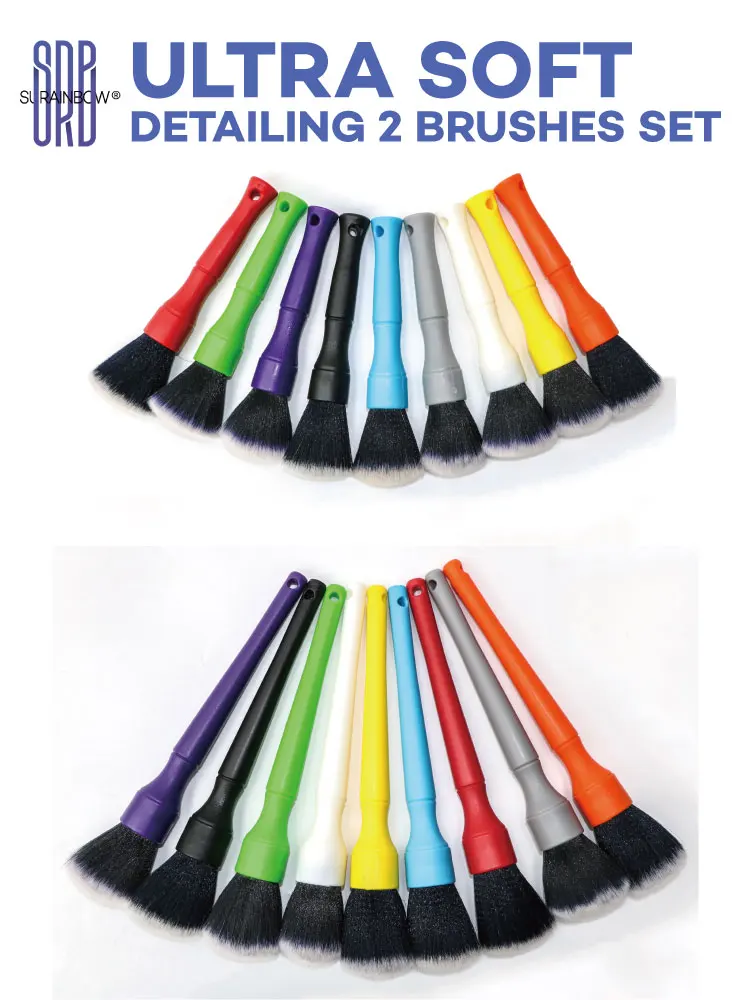 Ultra-Soft Detailing Brush Set, Comfortable Grip and Scratch-Free Cleaning for Exterior, Interior Panels, Emblems, Gauge Cluster