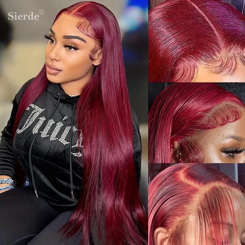 

Парик из натуральных волос с прямой текстурой, цвет 99J Бордовый, плотность 220, с фронтальной шнуровкой 13x6 и 13x4, 36 дюймов, предварительно выщипанные пряди, бразильские волосы