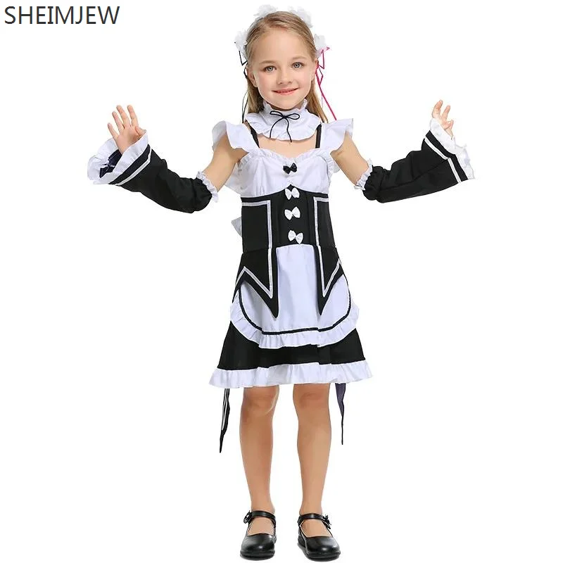 

Halloween Anime Cute Lolita French Maid Cosplay Costumes Children's Day Stage Performance Clothing Girls Wench Cosplay Dresses