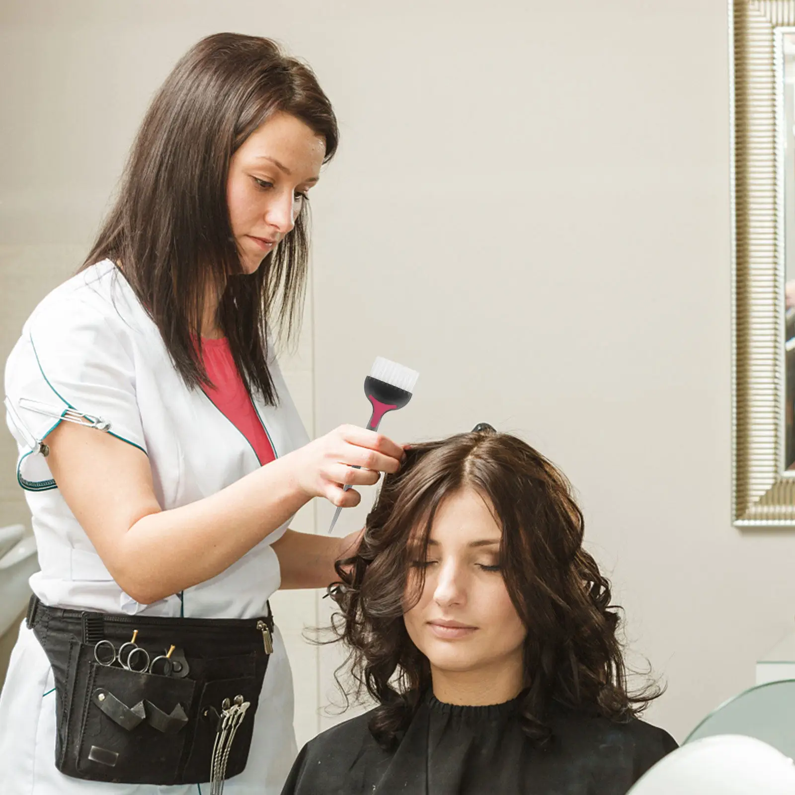 

4Pcs Hair Coloring Brush Set Professional Dye Applicator for Salon Home DIY Foiling Highlights Spa Styling Curly Straight Long